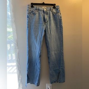 Free People Denim Split Hem High Rise Jeans